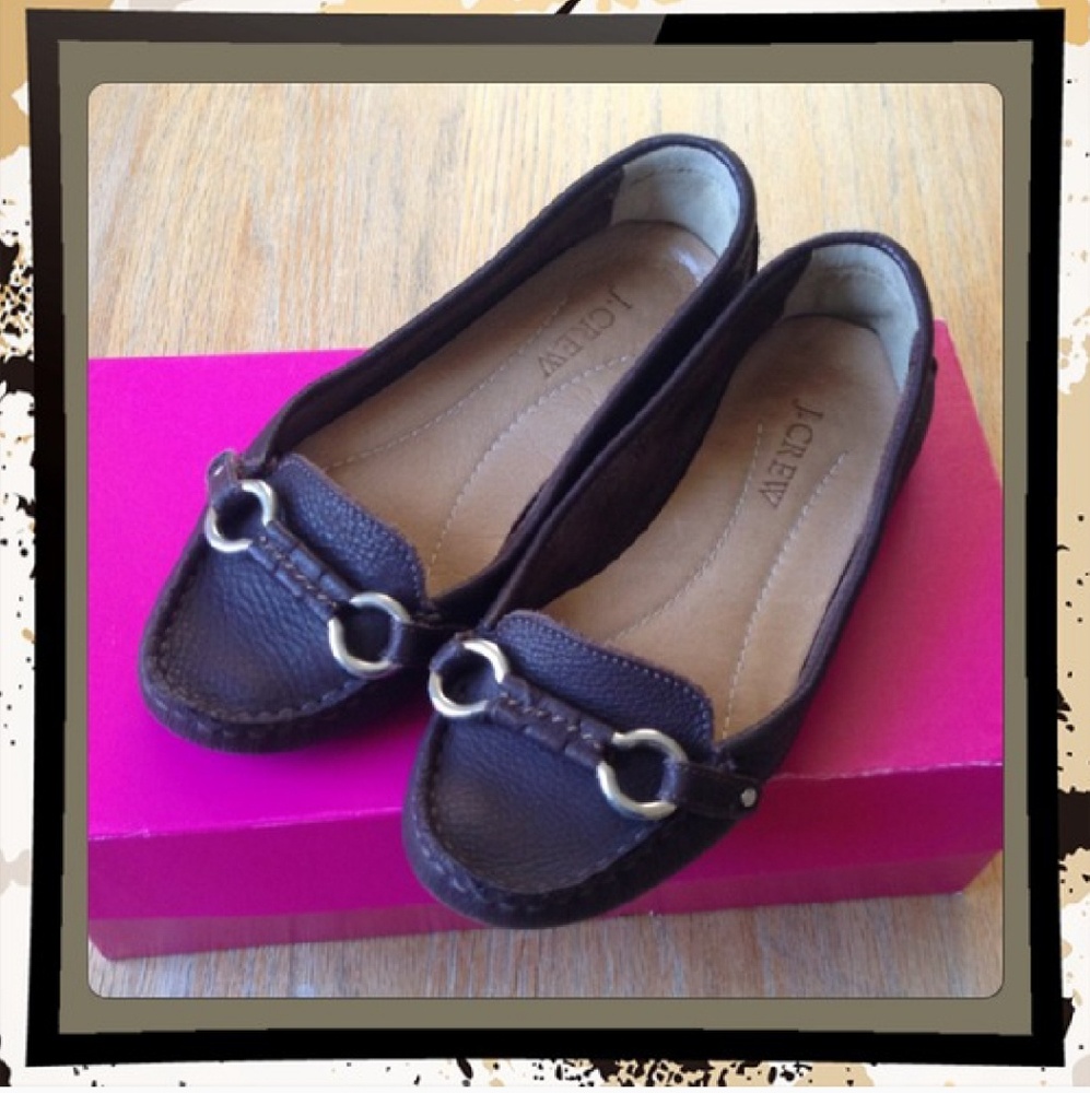 J crew leather driving mocs size 5